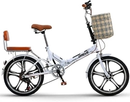 ZLYJ vélo ZLYJ Vélo Pliant 20 Pouces pour Adultes, Vélo Ville Pliant en Aluminium Léger, Système Pliage Rapide, Vélo Étudiant Portable Ultra-Léger White
