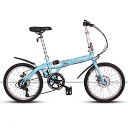 ZTIANR vélo ZTIANR Vélo Pliant, 20 Pouces Absorption De Choc 6 Vitesses Vélo Pliant Ville Adolescent Adulte Portable Vélos, Bleu