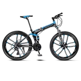 Zxb-shop Vélos pliant Zxb-shop Vélo Pliant Unisexe Blue Mountain Bike Vélo 10 Roues Spoke Pliant 24 / 26 Pouces Double Freins à Disque (21 / 24 / 27 / 30 Vitesse) Vélos pliants (Color : 24 Speed, Taille : 24inch)