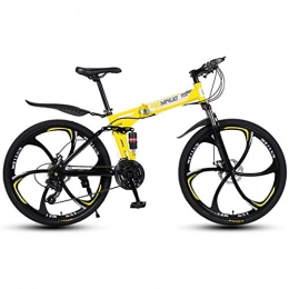 Alapaste Vélos pliant Élargir Texture Dédié Pneus Vélo, Performance Stable Suspension Avant VTT, 34.1 Pouces 24 Vitesse Pliable Queue Molle Vélo-Jaune 34.1 Pouce.24 Vitesse