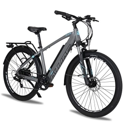 AKEZ vélo AKEZ Vélo électrique de VTT électrique 27, 5po avec batterie au lithium 36 V 12, 5 Ah, suspension complète VTT pour homme et femme avec moteur Bafang et transmission Shimano 7 vitesses (ray), Gris