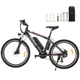 Ancheer vélo ANCHEER 26 Pouces Vélo Électrique Vélo de Banlieue 36V 8AH / 10Ah Batterie 250W Moteur 34N Couple Frein à Double Disque 21 Vitesses / 6 Vitesses (Noir, VTT 12, 5 Ah)