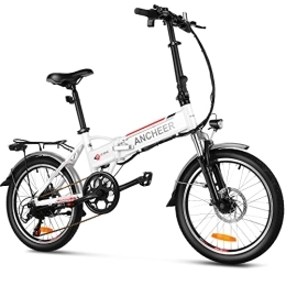 Ancheer  ANCHEER Vélo électrique Pliant, E-Bike 20 Pouces avec Batterie au Lithium (36 V 8Ah) Moteur 250W 7 Vitesses (Pliant-Blanc)
