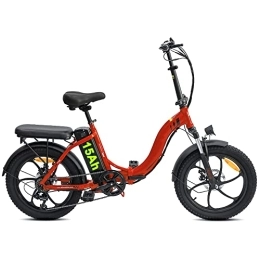 Azkoeesy vélo Azkoeesy Pedelec Vélo électrique pliable pour homme et femme 20" 250 W, 36 V 15 Ah, jusqu'à 55-120 km, max. 150 kg (rouge)