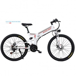 BNMZXNN Vélos électriques BNMZXNN Vélo de Montagne électrique Pliant, vélo assisté par Batterie au Lithium, vélo Tout Terrain de 350 W, Vitesse de 26 Pouces 48V10A90km21 Shimano, White-Spoke Wheel Double Battery Version