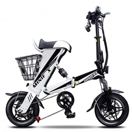CJCJ-LOVE vélo CJCJ-LOVE Vélos Électriques Pliants, 12 Pouces 36V 350W Batterie Au Lithium Pliable E-Bike Mini Scooter Portable, Blanc, 30 km