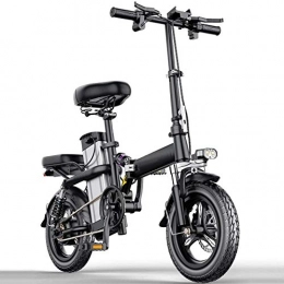 COUYY vélo COUYY Vélos électriques 14 Pouces Portable Trois Pliant Haute Vitesse brushless Riding Modes avec Amovible 48V Lithium-ION, Noir, 90to120KM