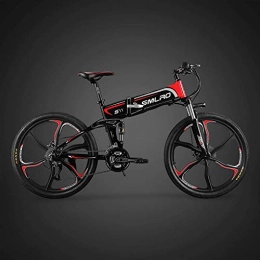 CXY-JOEL vélo CXY-JOEL Vélo de montagne électrique, vélo électrique pliable de 26 pouces avec alliage de magnésium super léger et roue intégrée de 6 rayons, engrenage de 21 vitesses Shimano, Suspensi