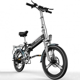 DLC vélo DLC Vélo Électrique Pliant 20 Pouces Vélo Électrique Pliable de Banlieue Léger Ebike Avec Port de Charge Usb de Batterie Au Lithium Amovible 48V Pour Adulte, Noir-40To80Km, Noir