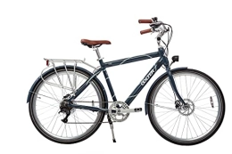 Generic Vélos électriques Eke Vélo électrique pour homme 28" – Vélo électrique pour adulte 7 vitesses, 36 V 7 Ah, batterie de ville (M, Denim Blue Art + QR stem)