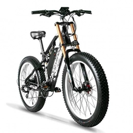 Extrbici Vélos électriques Extrbici Gros vélo électrique à Suspension complète, vélo électrique 48V avec Batterie au Lithium 17A, Vitesse maximale de la Moto 40 km / h (Noir et Blanc)