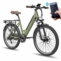 Fafrees vélo Fafrees F26 Pro Vélo électrique 26", 250 W, 36 V, 10 Ah, Shimano 7 vitesses, VAE pour adulte, support mobile APP, vert