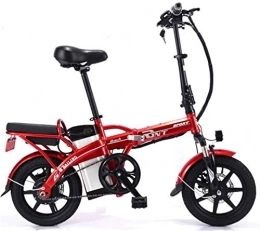 Fangfang vélo Fangfang Vélos électriques, Plats à emporter sans conducteur Pliant en Acier au Carbone vélo électrique au Lithium Batterie de Voiture Adulte Double vélo électrique, Rouge, 10A, Bicyclette