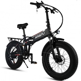 GXF-electric bicycle vélo GXF-electric bicycle Vlo lectrique Pliant Cadre en Aluminium 20 Pouces Batterie de Voiture Adulte de la Neige de Voiture 48V Batterie au Lithium 4.0 pneus 6 Vitesses rglable (Color : Black)