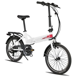ROCKSHARK vélo HILAND Vélo électrique Pliant 20 Pouces avec Moteur BAFANG 36 V Batterie au Lithium Shimano 7 Vitesses Cadre en Aluminium Lumière, Vélo Pliant électrique pour Femme et Homme, Blanc