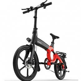 HSJCZMD Vélos électriques HSJCZMD Électrique Pliant vélo, vélo électrique 48V pour Hommes et Femmes, Absorption Spring hydraulique Choc, 20 Pouces en Alliage de magnésium vélo, pédale Assist 80 km, Rouge