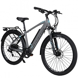 Hyuhome vélo Hyuhome Vélo électrique pour adulte homme et femme, 250 W 36 V 12, 5 Ah, VTT Ebike Full Terrain, 7 vitesses, Shimano à double disque pour les trajets en extérieur (gris, 820M+)