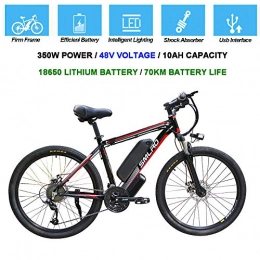 Hyuhome vélo Hyuhome Vélos électriques pour Adultes, 360W en Alliage d'aluminium Ebike vélos Amovible 48V / 10Ah Lithium-ION Rechargeable VTT / Commute Ebike, Black Red
