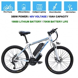 Hyuhome vélo Hyuhome Vélos électriques pour Adultes, 360W en Alliage d'aluminium Ebike vélos Amovible 48V / 10Ah Lithium-ION Rechargeable VTT / Commute Ebike, White Blue