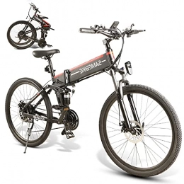 JINGJIN Vélos électriques JINGJIN Vélo électrique E-Bike Vélo Pliant en Aluminium aérospatial, Batterie au Lithium 48V10AH, Shimano 21 Vitesses, autonomie jusqu'à 35 km / h, Charge utile 150kg, Black-A