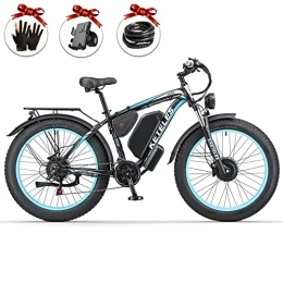 Kinsella vélo KETELES K800 vélo électrique à Double Moteur 23AH Batterie électrique 26 "Pouce Large Pneu vélo électrique (Bleu Noir)