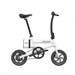 KT Mall vélo KT Mall 12 Pouces Pliant vlo lectrique 250W 36V 6A Amovible Lithium Double Freins Disque Ville Commuter vlo Vitesse maximale 25 km / H, Blanc