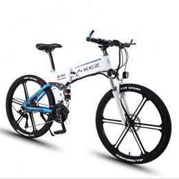 KT Mall vélo KT Mall Vélo électrique Pliant en Alliage d'aluminium Lithium électrique VTT 27 Vitesses Dual Shock Absorber Puissance vélo, Bleu