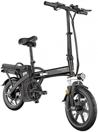 Lamyanran vélo Lamyanran Vélo électrique Pliable Adulte 14 Pouces vélo électrique Commute Ebike avec inverseur du Moteur, 48V Ville Vélo Vitesse Maximum 25 km / h Vélos électriques (Color : Black, Size : 18Ah)