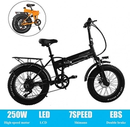 LIMQ vélo LIMQ 20 Pouces Neige E-Bike 48V 250W Vlo lectrique 4.0 Gros Pneu Pli lectrique VTT Batterie Au Lithium Plage Loisirs Emotor, Black