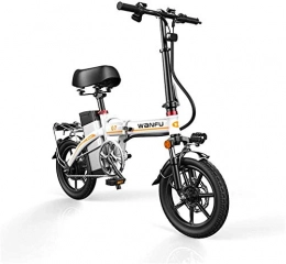 MQJ vélo MQJ Vélos Électriques Rapides Ebikes Pour Adultes de 14 Pouces Roues de 14 Pouces Cadre En Alliage D'Aluminium Portable Vélo Électrique Pliant Avec Batterie de Lithium-Ion de 48V Amovible, Blanc, 1
