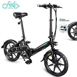 OUXI vélo OUXI FIID0 D3s vélos électriques pour Adultes, vélo Pliant Shimano 6 Vitesses léger 16 Pouces 7.8AH 250W Moteur sans balais 36V avec pneus Antichoc sûrs Freins à Double Disque pour Hommes (Noir)