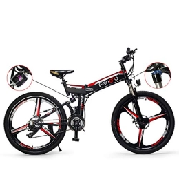 PXQ Vélos électriques PXQ Adulte électrique VTT 48V 250W caché Batterie au Lithium Pliant E-Bike avec Double Disque Freins et Amortisseur Fourche, Shimano 24 Speed Off-Road vélo 26 Pouces