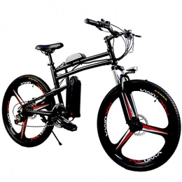 PXQ vélo PXQ Vélo de Montagne électrique 36V10Ah 250W Adultes 26Inch Fourche Pleine Suspension bicyclettes avec 5 Speed LCD Instrument Booster, 21 Vitesses Double Amortisseur Pliant E-Bike, Black