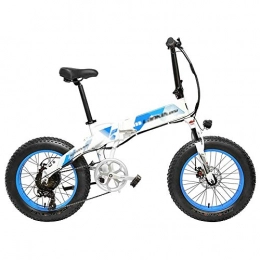 Qinmo vélo Qinmo Pliage de vélo de Montagne, vélo électrique 400W, Fat Tire Ebike, 48V 12.8AH 7 Vitesse Neige vélo, Cadre en Alliage d'aluminium de vélo de Montagne (Color : White Blue, Size : 10.4ah)