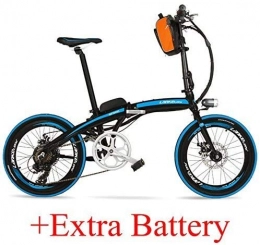 QX vélo qx Scooter 240W 48V 12Ah Portable 20 Pouces Vélo Pliant E, Vélo Électrique D'Assistance À La Pédale de Cadre En Alliage D'Aluminium, Deux Freins À Disque, Pedelec, Batterie Black Blue Extra Plus