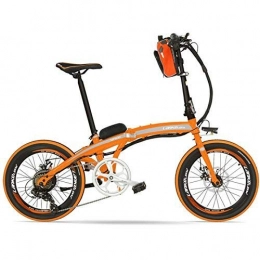 QX vélo qx Scooter 240W 48V 12Ah Portable 20 Pouces Vélo Pliant E, Vélo Électrique D'Assistance À La Pédale de Cadre En Alliage D'Aluminium, Deux Freins À Disque, Pedelec, Norme Orange