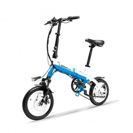 QX vélo qx Scooter Mini Vélo Pliant Portable, Vélo Électrique 14 Pouces, Moteur 36V 350W, Jante En Alliage de Magnésium, Fourche À Suspension, Blanc Bleu