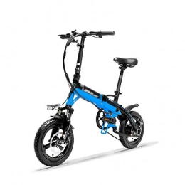 QX vélo qx Scooter Mini Vélo Pliant Portable, Vélo Électrique 14 Pouces, Moteur 36V 350W, Jante En Alliage de Magnésium, Fourche À Suspension, Bleu Noir