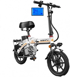 RDJM vélo RDJM VTT Electrique Vélos électriques Rapides for Adultes léger et Pliable Compact eBike for Trajets & Loisirs - 14 Pouces Roues, Suspension arrière, pédale Assist Unisexe vélo, 350W / 48V