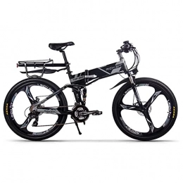 RICH BIT Vélos électriques RICH BIT 26" Vélo électrique Pliant, VTT électrique 250 W, Batterie 12, 8 Ah, Suspension complète (Gris)