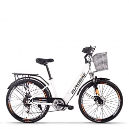 RICH BIT vélo RICH BIT Vélo de Ville électrique pour Femme Smart eBike Roues 26 Pouces, Batterie 36V 8Ah ION, Autonomie jusqu'à 50-80km (Blanche)