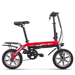 RICH BIT vélo RICH BIT Vélo Pliant électrique, Batterie Lithium-ION 250 W 36 V * 10, 2 Ah, vélo électrique de Ville Pliable RT-618 14 Pouces pour Adultes (Rouge)