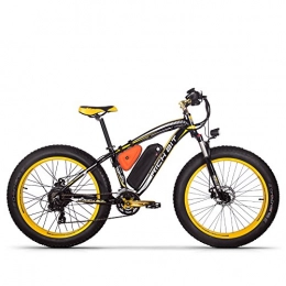 RICH BIT vélo RICH BIT vélo électrique 1000W RT022 e-Bike 48V * 17Ah Li-Batterie 4.0 Pouces Gros Pneu Hommes vélo vélo de Plage adapté pour 165-195cm (Black-Yellow)