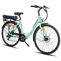 STITCH vélo Rockshark Vélo électrique de Ville 700 C avec Cadre en Aluminium Bicyclette électrique Shimano 7 Vitesses et Frein à Disque 36 V 14 Ah Samsung Batterie LED E-Bike Vert Menthe…