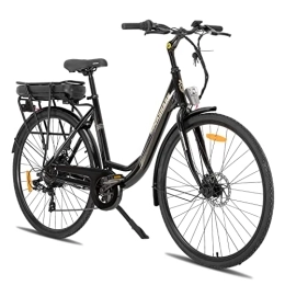 ROCKSHARK vélo ROCKSHARK Vélo électrique de Ville Aluminium 28 Pouces Shimano 7 Vitesses avec Frein à Disque Samsung Batterie 36V 14Ah LED Vélo de Banlieue Hollandais Pedelec Noir
