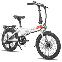 ROCKSHARK vélo ROCKSHARK Vélo électrique Folding 20 Pouces en Aluminium Vélo électrique Pliable Shimano à 7 Vitesses Poids Léger avec éclairage E-Bike Blanc
