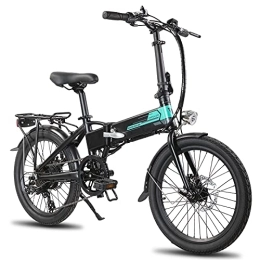 ROCKSHARK vélo ROCKSHARK Vélo électrique Folding 20 Pouces en Aluminium Vélo électrique Pliable Shimano à 7 Vitesses Poids Léger avec éclairage E-Bike Noir