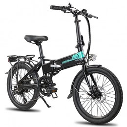 ROCKSHARK vélo ROCKSHARK Vélo électrique Folding - En aluminium - 20" - Vélo électrique pliable Shimano à 7 vitesses - Poids léger et aluminium - Avec éclairage - Noir