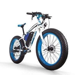 cysum vélo TOP012 Fat Bike électrique 26 ''Pouces VTT électrique pour Homme Adulte Femme, Batterie 48v 17ah Frein à Disque Shimano 7 Vitesses VTT ebike (Bleu)