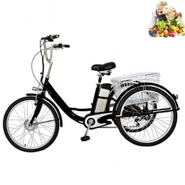 Dongshan Vélos électriques Tricycle vélo électrique Adulte Bicycle Trike Batterie au Lithium 3 Roues pour Les Personnes âgées avec éclairage LED dans Le Panier arrière Tricycle à pédale Humaine à Trois Roues assistée Hommes